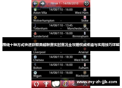 围绕十种方式快速获取英超联赛实时赛况全攻略权威渠道与实用技巧详解